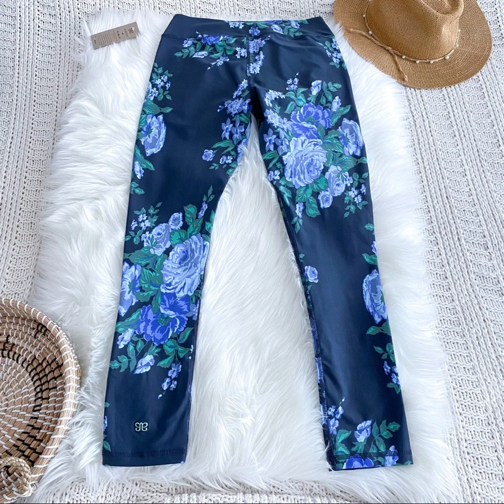 Albion Fit Antiqua Flora Leggings Blue Navy Green Full Length